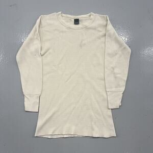 Vintage 80s White Long Sleeve Blank Cotton Thermal Shirt